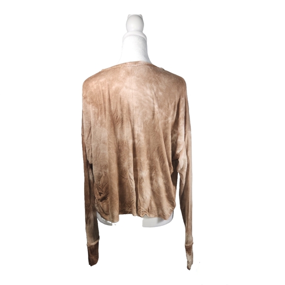 Fashion Nova Long Sleeve Tie Dye Crop Top - Tan / Taupe - Picture 6 of 10